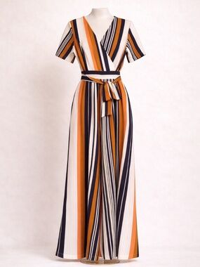 Striped Wrap Jumpsuit